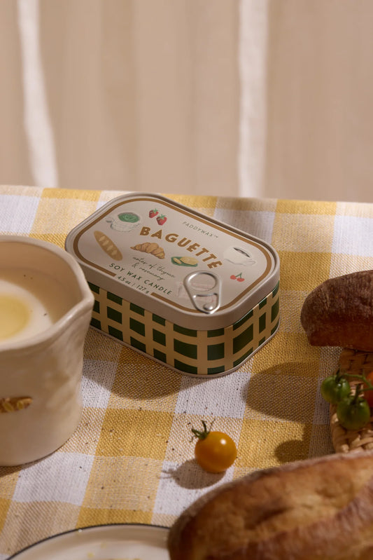 Bistro French Baguette Printed Tin Candle - Rosemary & Thyme