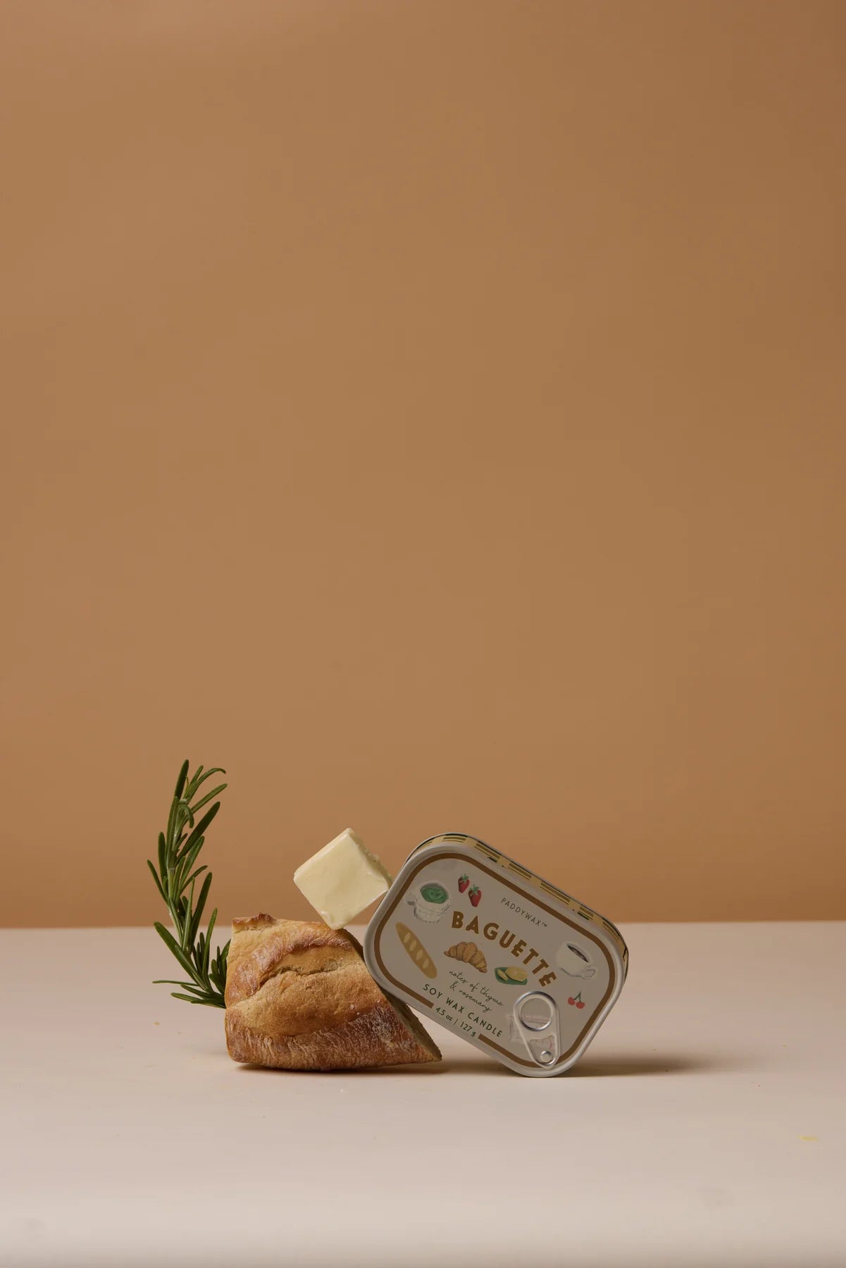Bistro French Baguette Printed Tin Candle - Rosemary & Thyme