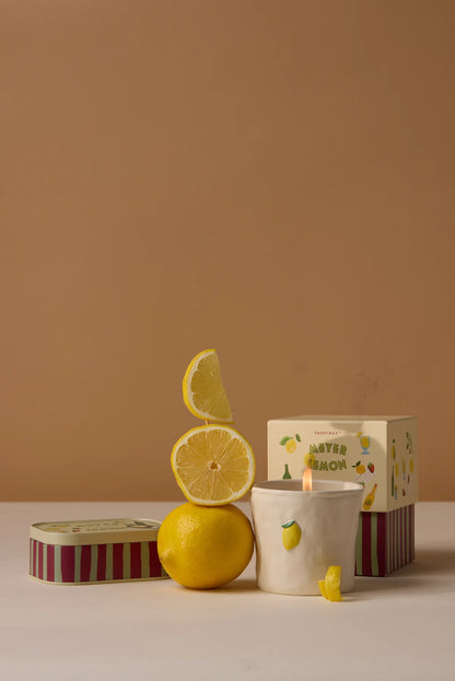 Bistro Lemon Embossed Printed Tin Candle - Meyer Lemon