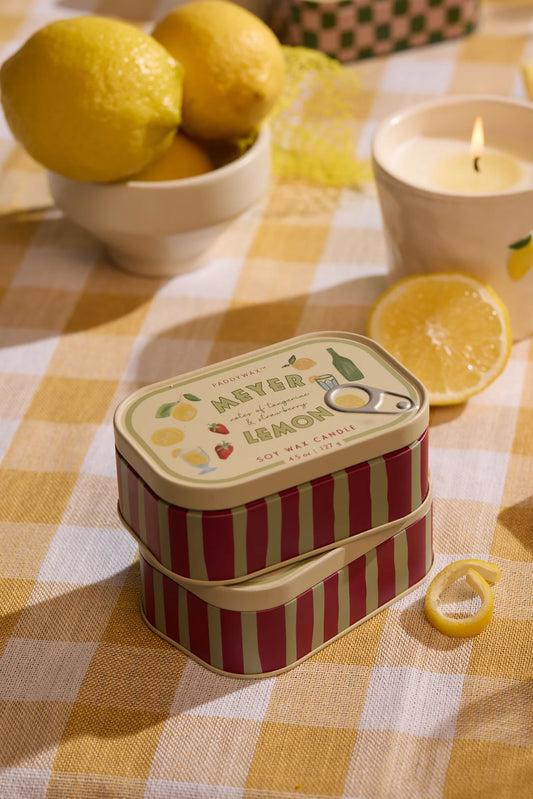 Bistro Lemon Embossed Printed Tin Candle - Meyer Lemon