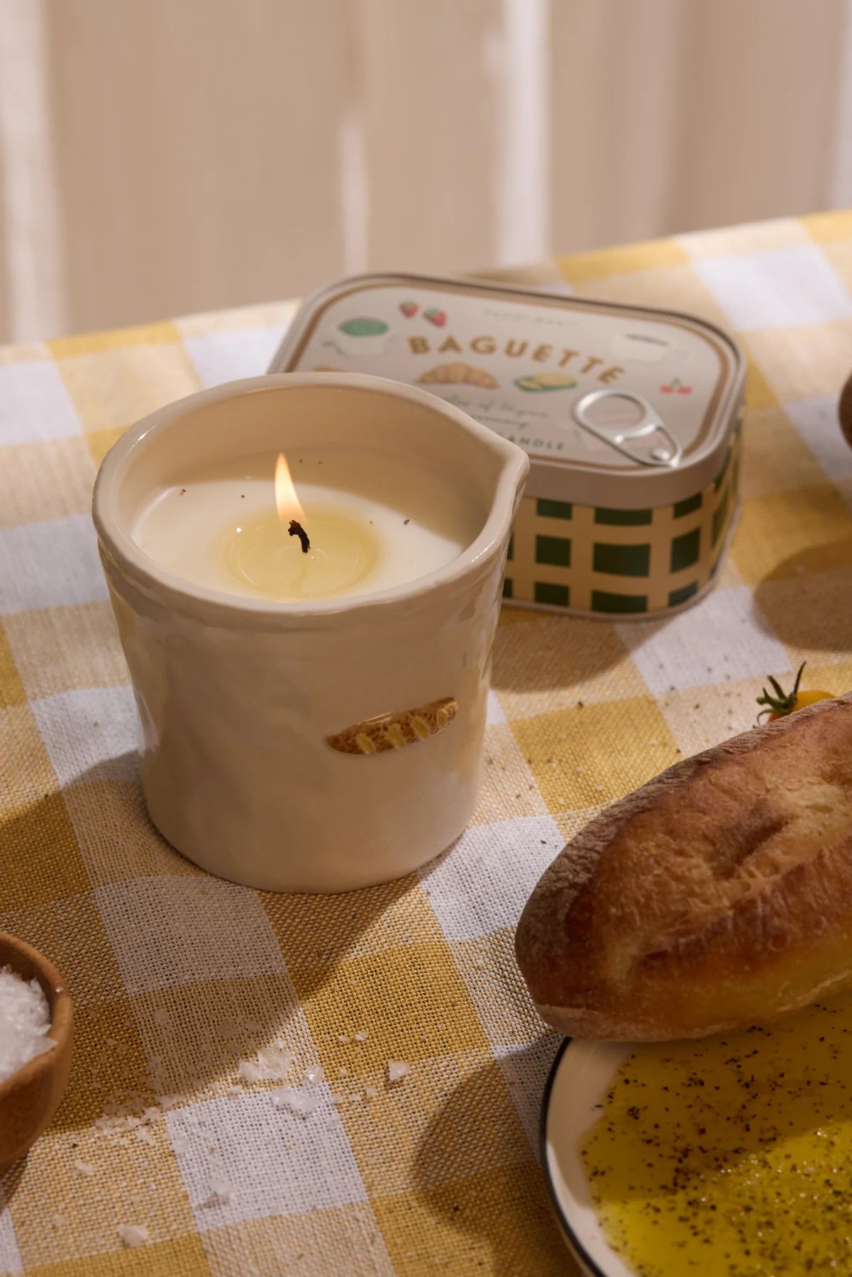 Bistro French Baguette Embossed Ceramic Boxed Candle - Rosemary & Thyme