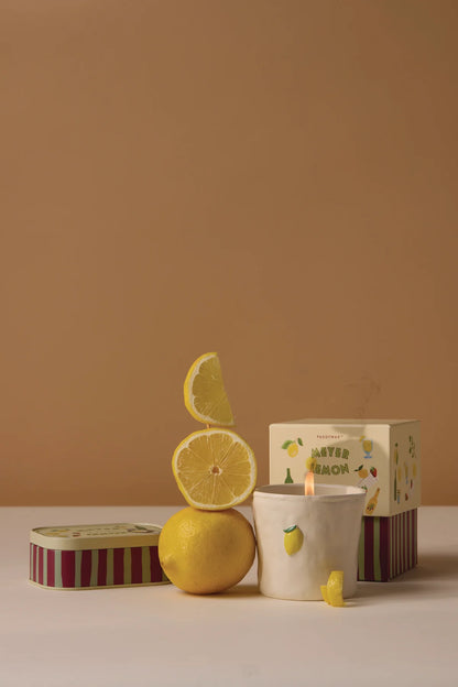 Bistro Lemon Embossed Ceramic Boxed Candle - Meyer Lemon