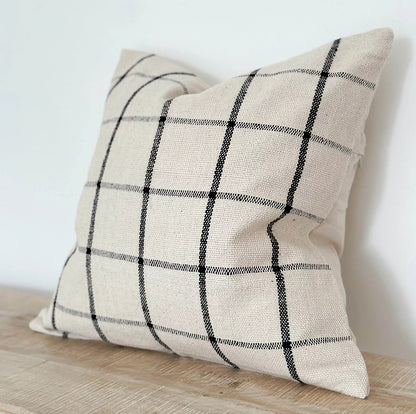 Black & Cream Check Luxe Cotton Cushion