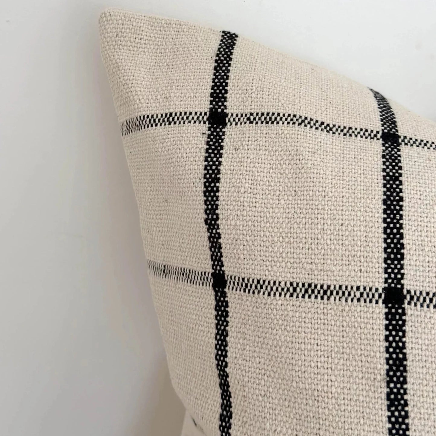 Black & Cream Check Luxe Cotton Cushion