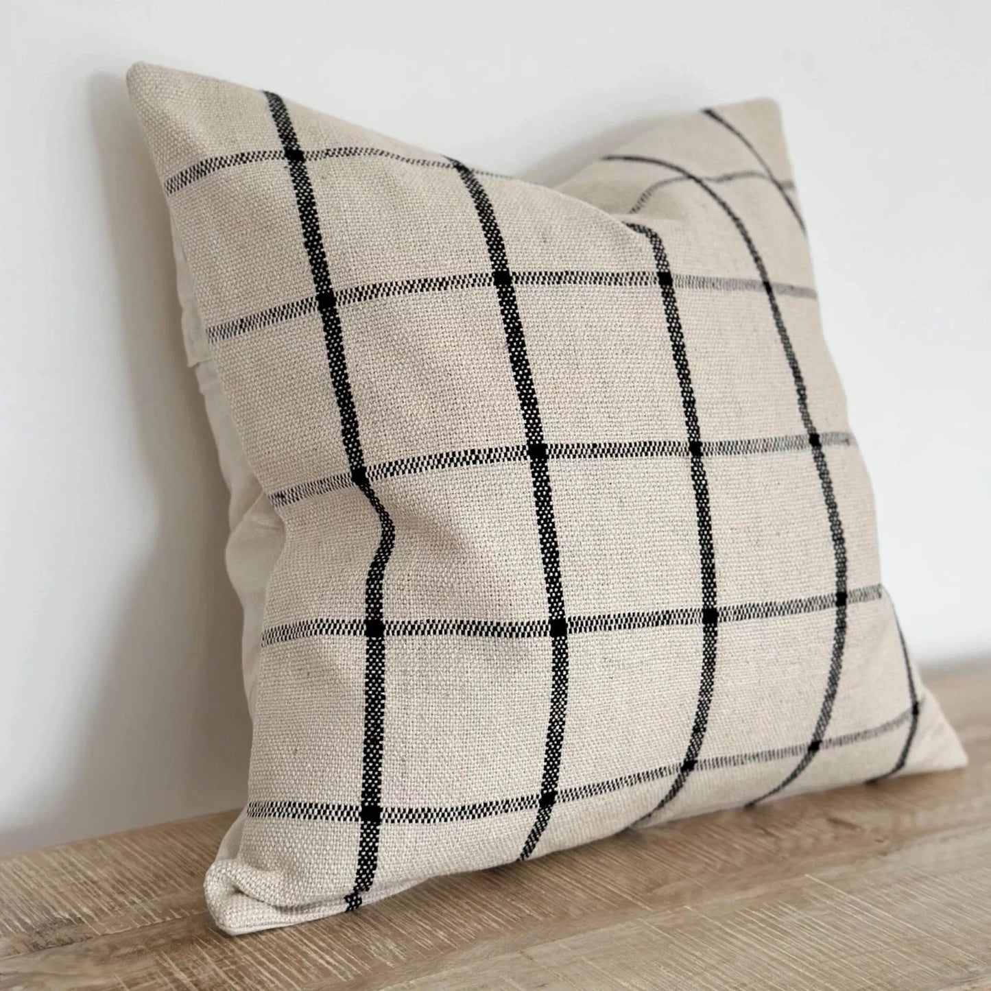 Black & Cream Check Luxe Cotton Cushion