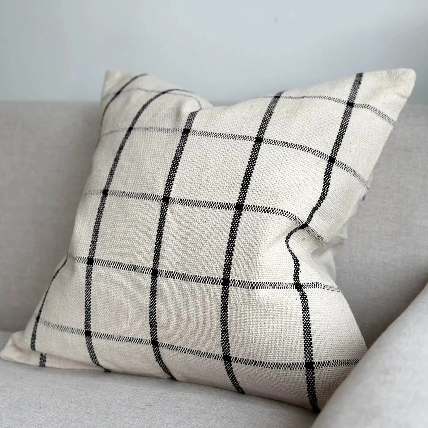 Black & Cream Check Luxe Cotton Cushion