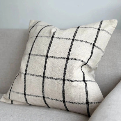 Black & Cream Check Luxe Cotton Cushion