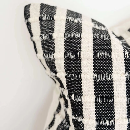 Black & Cream Stripe Luxe Cotton Cushion