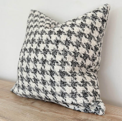 Black & White Houndstooth Print Cushion