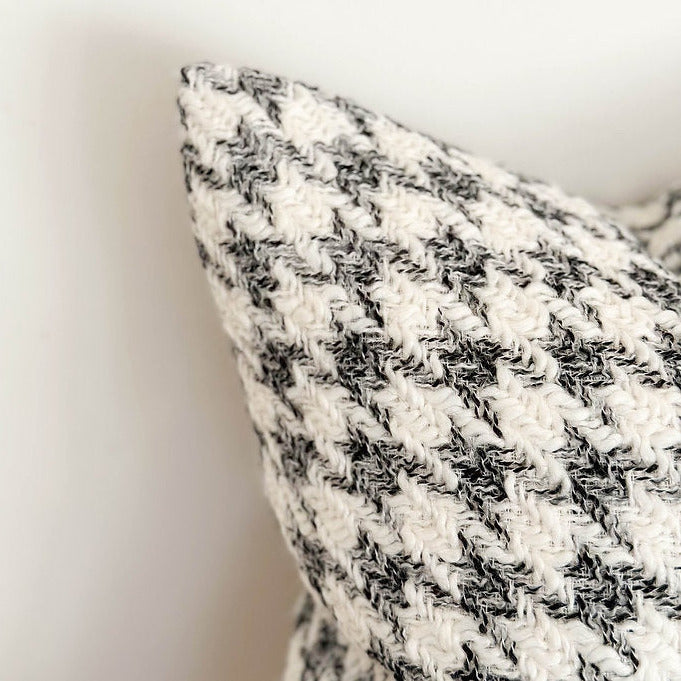 Black & White Houndstooth Print Cushion