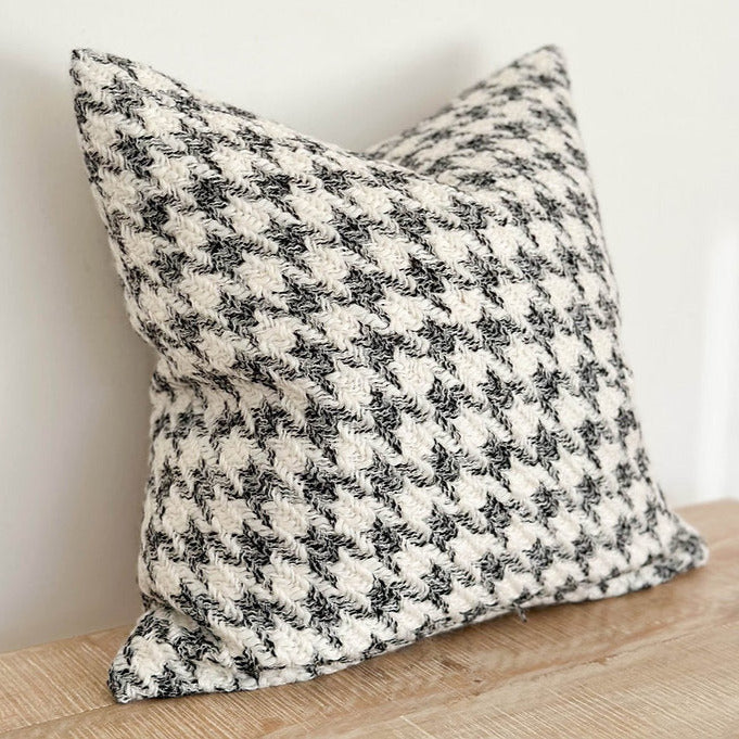 Black & White Houndstooth Print Cushion