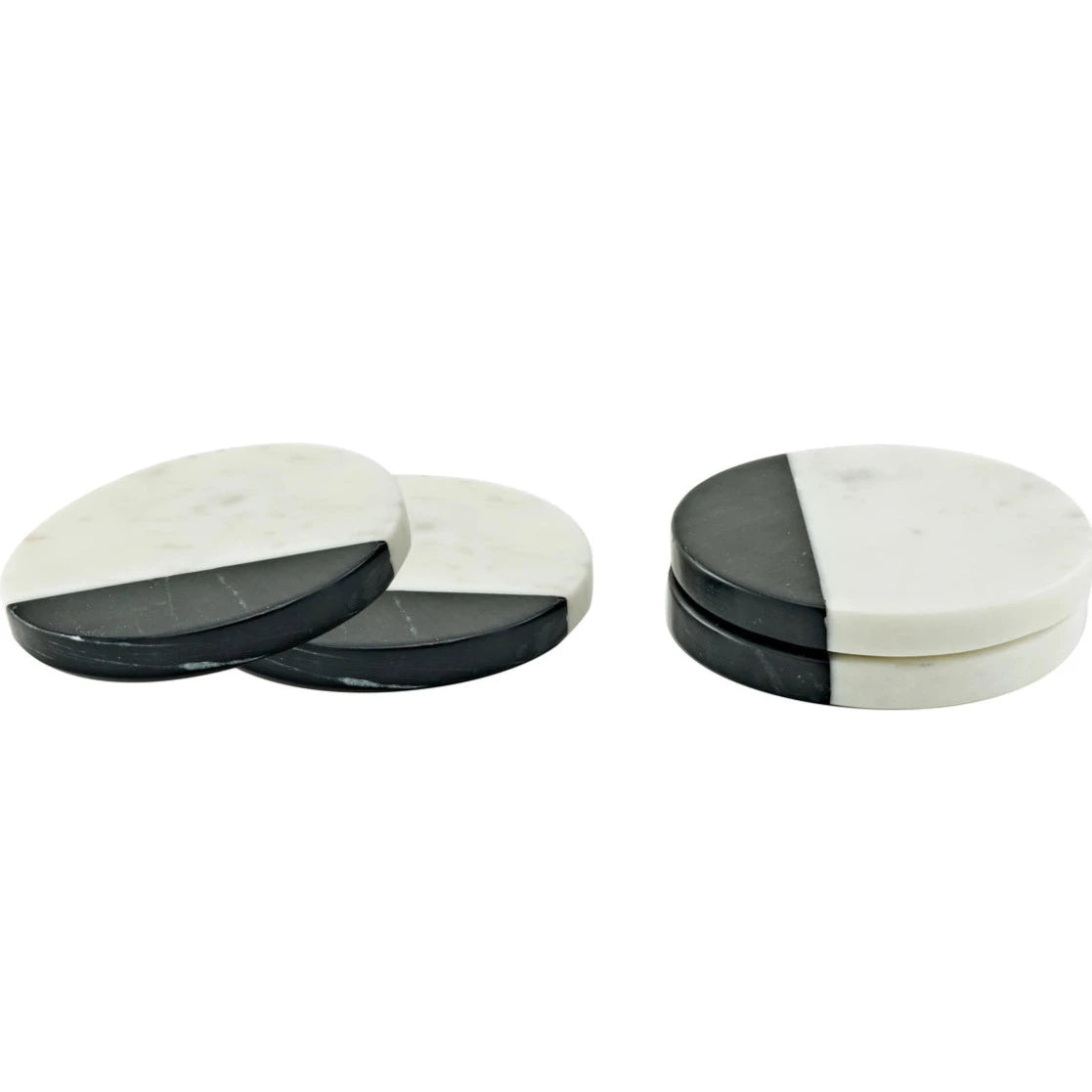 Black & White Marble Coasters - Set of 4