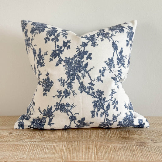 Blue Floral Print Cushion