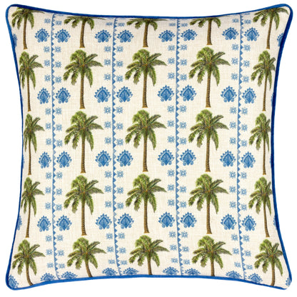 Blue & Green Palm Tropical Jungle Cushion