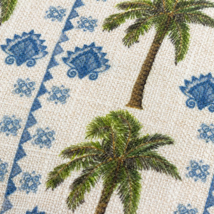Blue & Green Palm Tropical Jungle Cushion