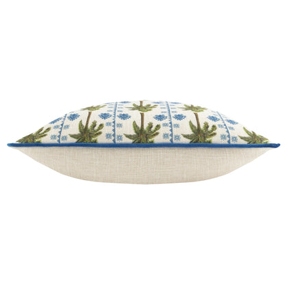 Blue & Green Palm Tropical Jungle Cushion