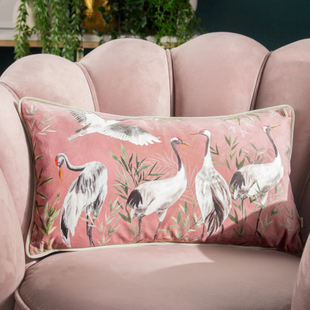 Blush Orient Cranes Cushion