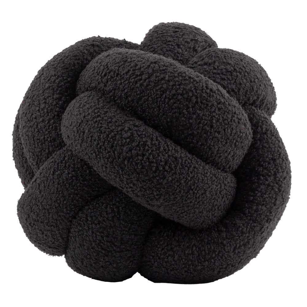 Boucle Knot Fleece Cushion in Black