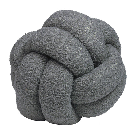 Boucle Knot Fleece Cushion in Charcoal