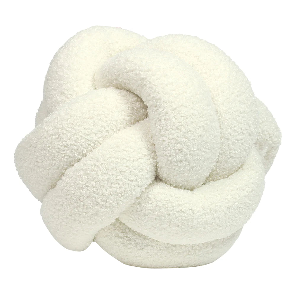 Boucle Knot Fleece Cushion in Ecru