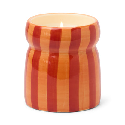 Cabana Red & Coral Striped Ceramic Candle – Spiced Apple