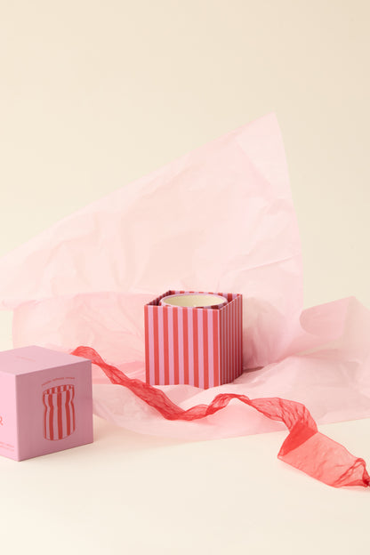 Cabana Red & Pink Striped Ceramic Candle Pink Peppermint
