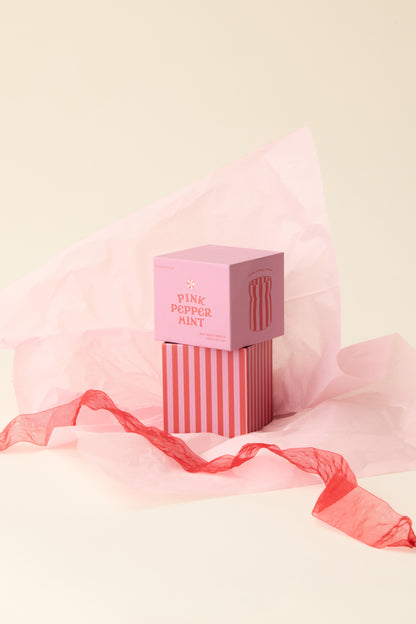 Cabana Red & Pink Striped Ceramic Candle Pink Peppermint