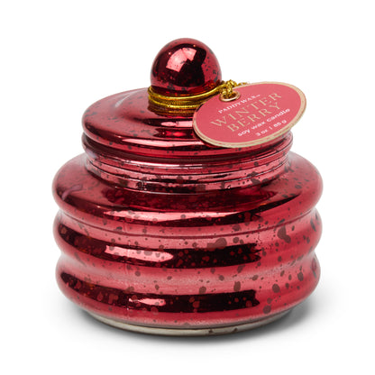 Christmas Beam Red Mercury Glass Candle - Winter Berry