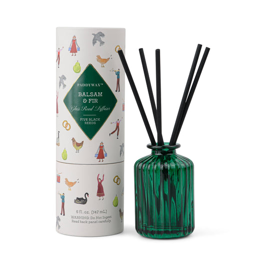 Christmas Ribbed Green Glass Diffuser - Balsam Fir
