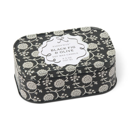 Cherie Printed Tin Candle - Black & Grey - Black Fig & Olive