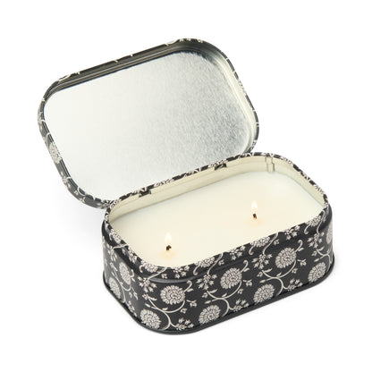 Cherie Printed Tin Candle - Black & Grey - Black Fig & Olive