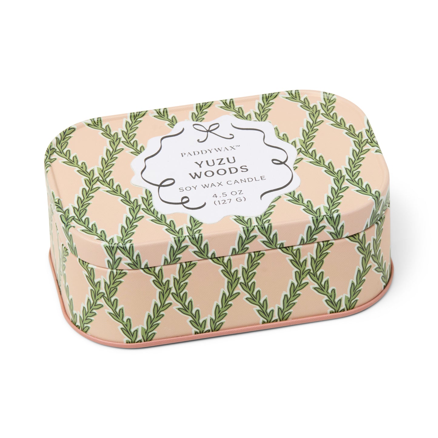 Cherie Printed Tin Candle - Pink & Green - Yuzu Woods