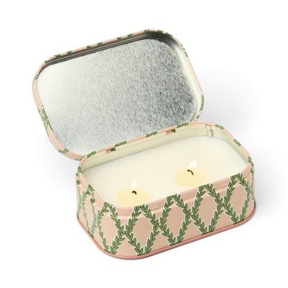 Cherie Printed Tin Candle - Pink & Green - Yuzu Woods