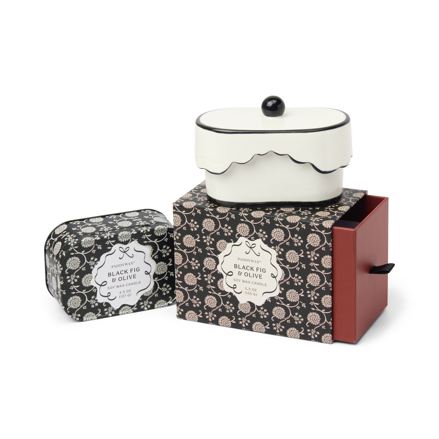 Cherie Ceramic Butter Dish Candle - Black - Black Fig & Olive