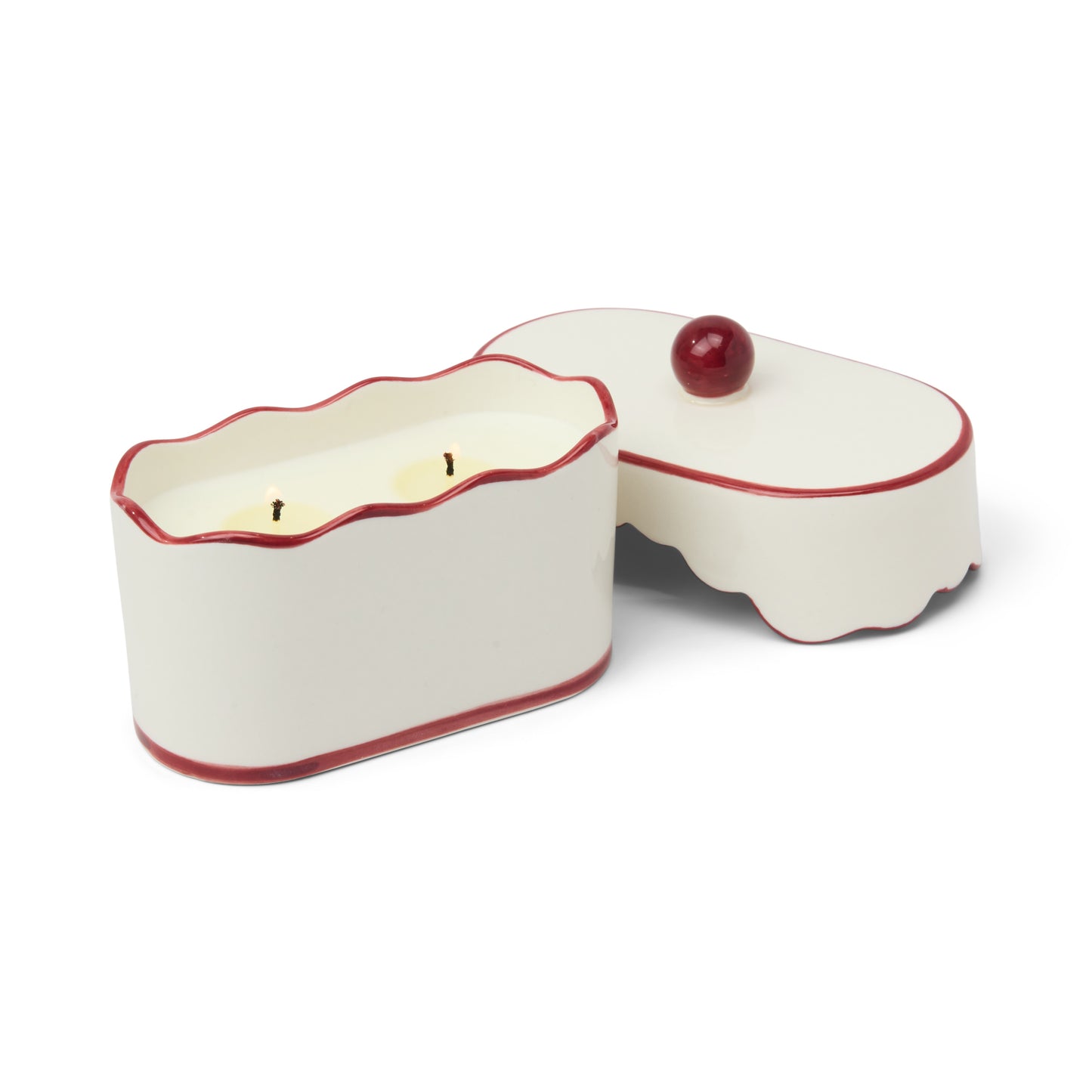 Cherie Ceramic Butter Dish Candle - Red - French Linen & Orris