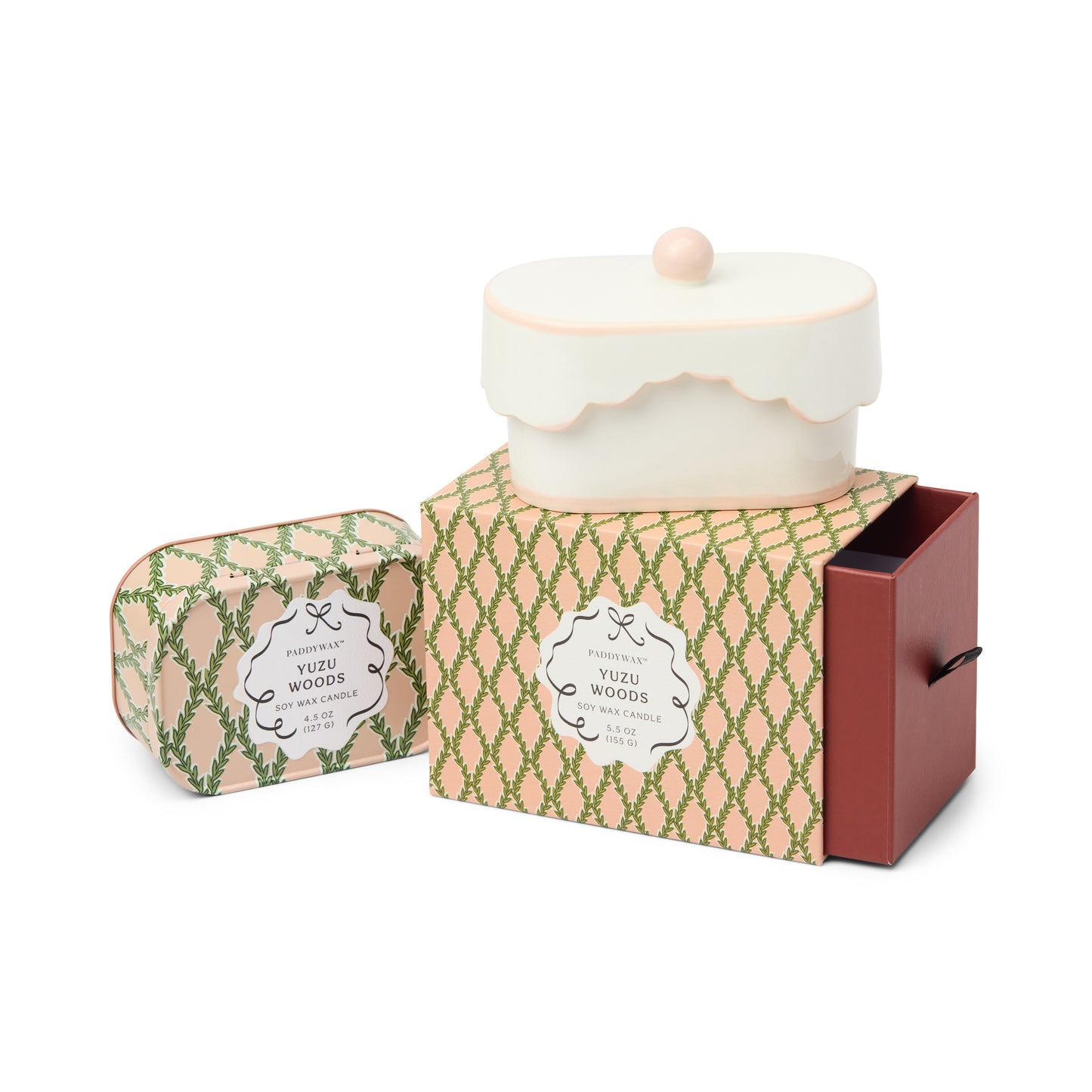 Cherie Ceramic Butter Dish Candle - Pink - Yuzu Woods