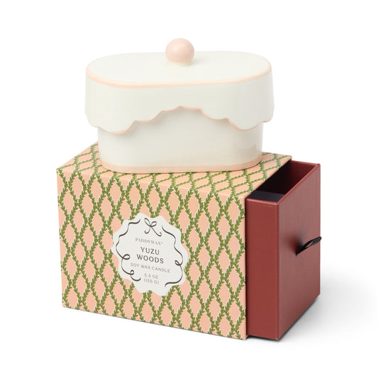 Cherie Ceramic Butter Dish Candle - Pink - Yuzu Woods