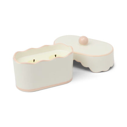 Cherie Ceramic Butter Dish Candle - Pink - Yuzu Woods