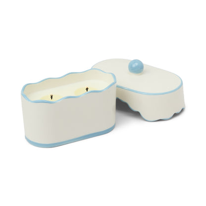 Cherie Ceramic Butter Dish Candle - Blue - Lavender & Thyme