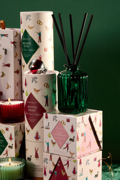 Christmas Ribbed Red Glass Diffuser - Winter Berry