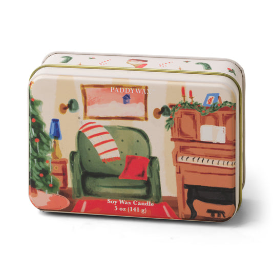 Christmas Tin Candle Piano - Pomegranate Spruce