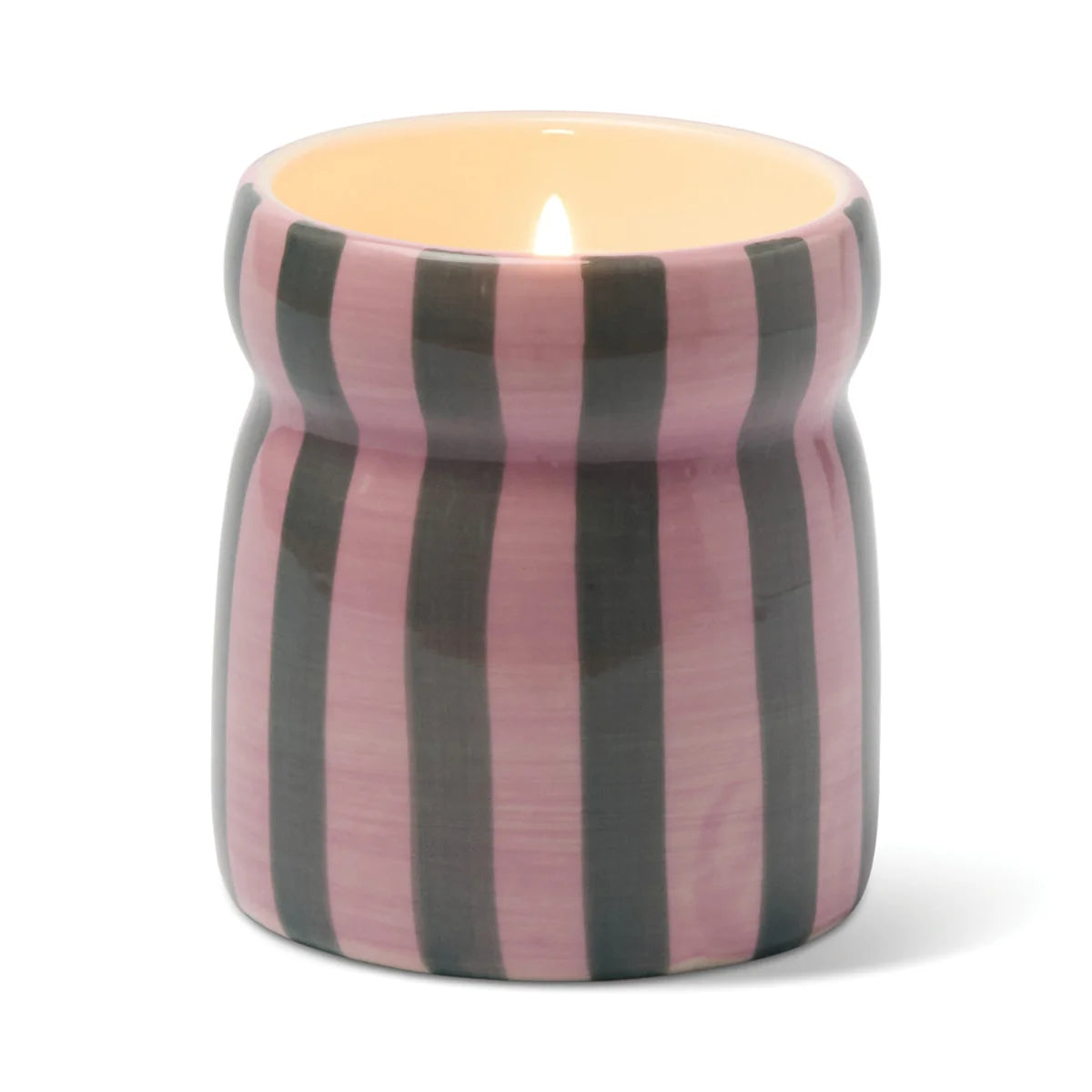 Cabana Pink & Green Striped Ceramic Candle - Cinnamon & Clove
