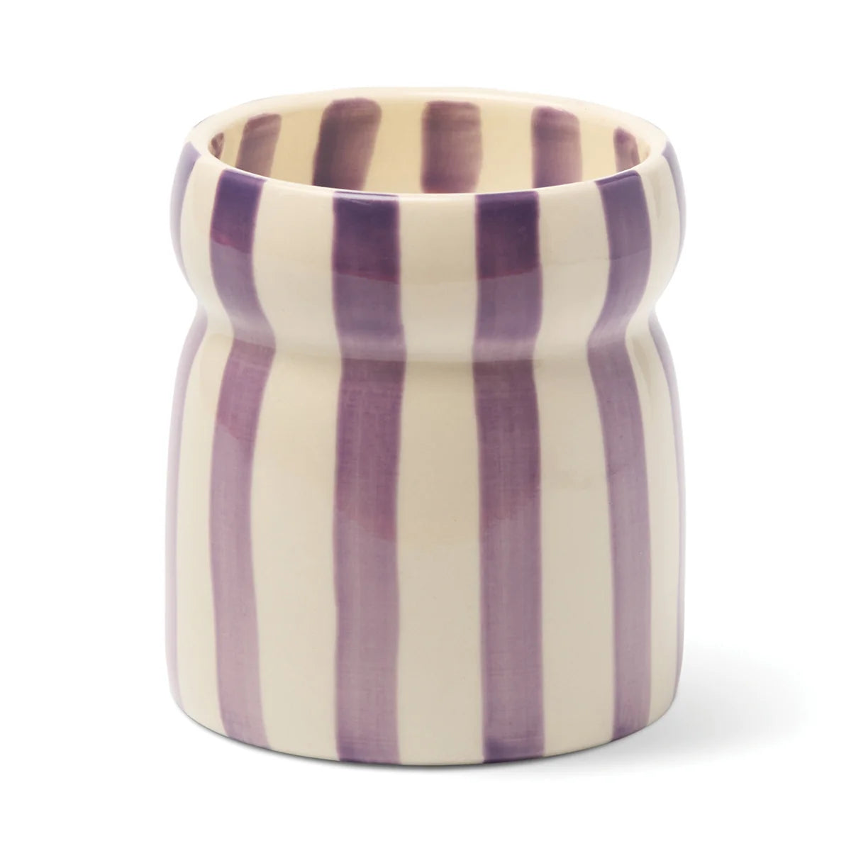 Cabana Purple Striped Ceramic Candle - Waikiki Waters