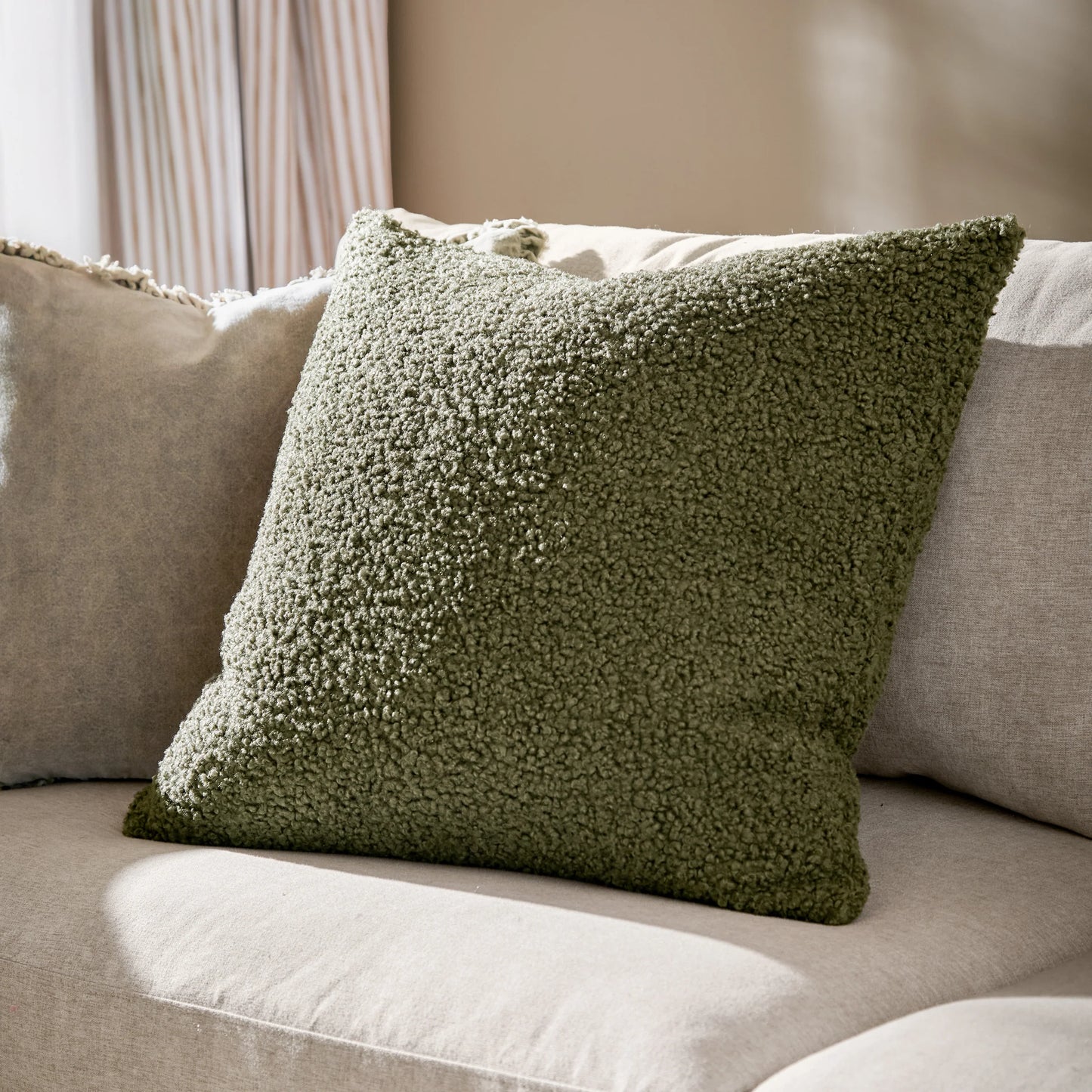 Cabu Chunky Boucle Cushion - Khaki