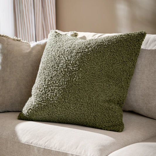 Cabu Chunky Boucle Cushion - Khaki