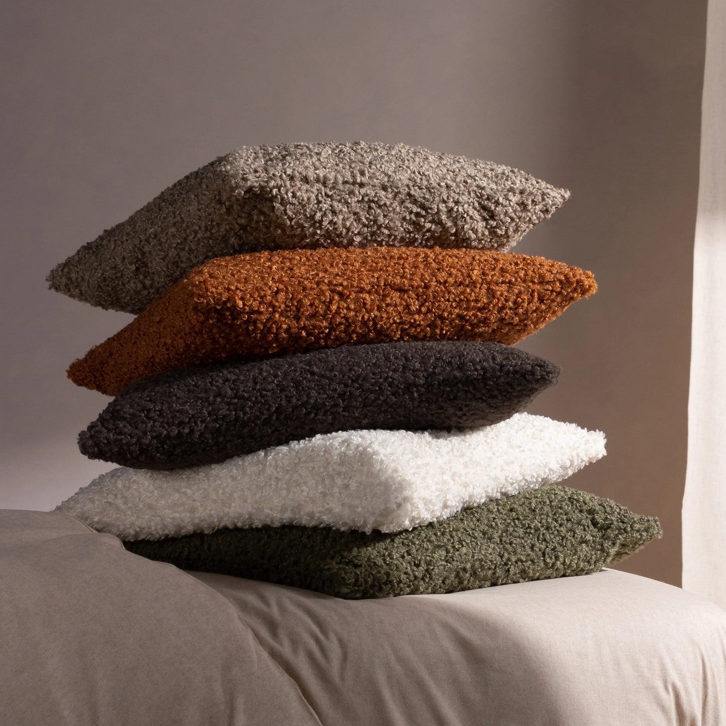 Cabu Chunky Boucle Cushion - Khaki