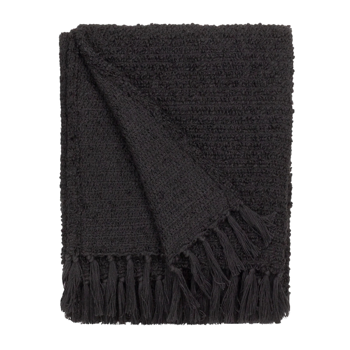 Candar Textured Boucle Throw - Black