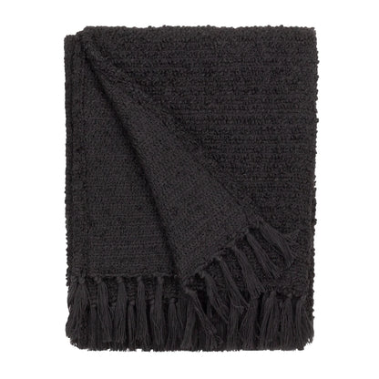 Candar Textured Boucle Throw - Black