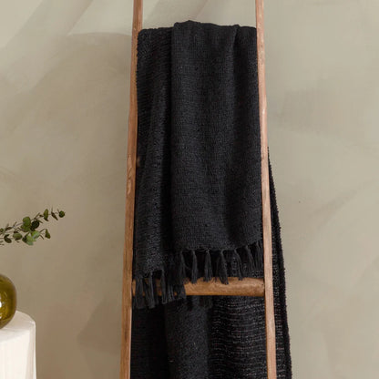 Candar Textured Boucle Throw - Black