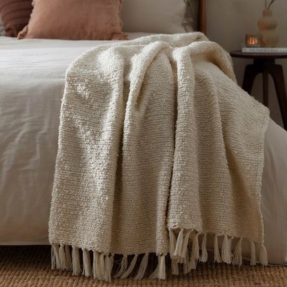 Candar Textured Boucle Throw - Ecru